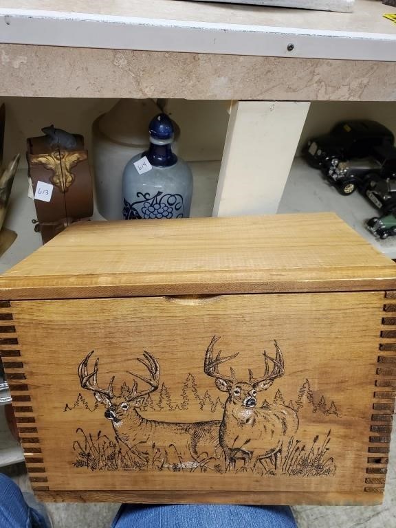 Wooden Dovetail Ammo Box w/ Deer Design