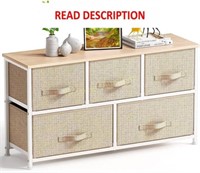 Fabric Dresser with 5 Drawers  Wide Tower