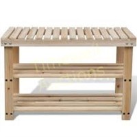 Vidaxl 1/2x Solid Wood 2-in-1 Shoe Rack with Bench