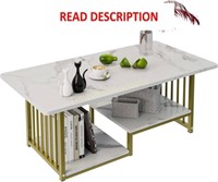Wolawu Coffee Table White Marble 2-Tiers