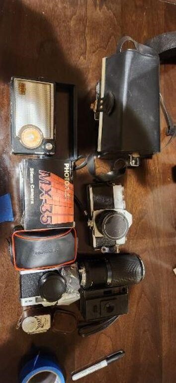 Vintage 35mm Camera Lot lenses accessories Radio