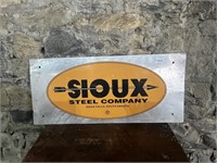 "SIOUX STEEL COMPANY" METAL SIGN 18"X32"