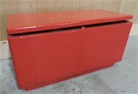 SMALL WOODEN PAINTED RED CHILDS STORAGE TRUNK