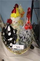 3 PC COLLECTION OF MURANO CHICKENS