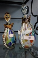 2PC COLLECTION OF MURANO CLOWN DECANTERS