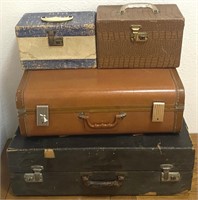 Assortment Of Vintage Luggage & Train Cases