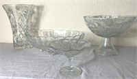 Clear Glass Vase, Pedastal Dish & More