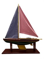 Painted Wooden Sail Boat Model