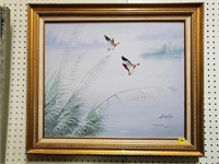 Ducks Flying Oil on Canvas Painting