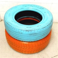 Painted tires / yard art / planters