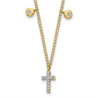 14 Kt Yellow Gold Diamond Cross Necklace