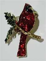 Vintage Red Cardinal Christmas Brooch Jewelry