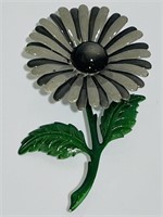 Vintage Metal Flower Pin Brooch Jewelry Gray