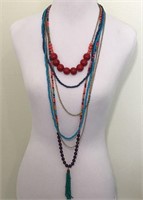 Vintage Native Style Necklace Multi Tiers Long