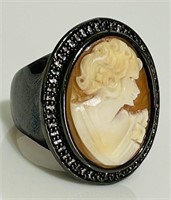 Amedeo Scognamiglio Hand Carved Shell Cameo Ring