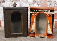A Pair Of Glazed Front Lozenge Tins, 1-Jappaned,