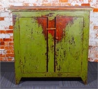 A Fine 19th C. Apple Green Painted Pine Cupboard,