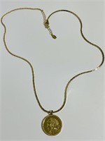 Vintage ALDO Necklace Coin Pendant Rose Gold
