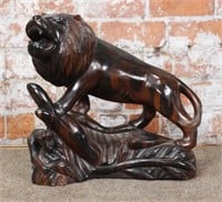 A Large Carved Wood Lion & Monkey, Exc cond.