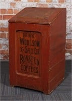 A Woolson Spice Country Store Bin, painted wood