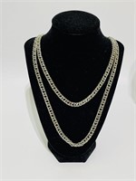 Vintage Double Strand Necklace Silver Tone