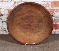 A 19th C. Carved Wooden Dough Bowl with raised