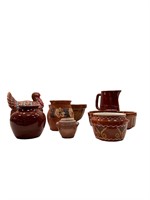 (8) Glazed Pottery & Enamelware Pieces