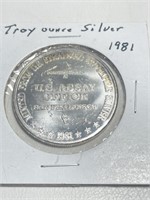1 Troy Oz Silver Round US Assay Office Toning