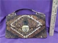 Peacock feather ladies clutch