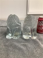 DAS  Made in USA Glass Elephant Book Ends