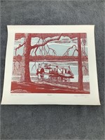 Signed August Mead 1977 "The Old Ferry"  49-50