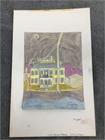 Original Ann Farnsley Watercolor of Mansion Signed
