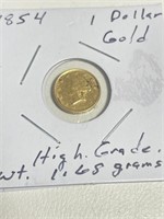 1854 $1 Gold High Grade