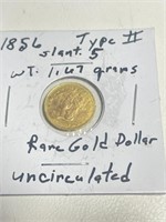 1856 Slant 5  Type 2 $1 Gold UNC