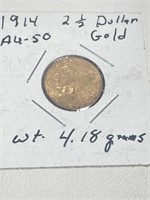 1915 $2 1/2 Quarter Gold AU-50