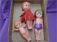 3 Celluloid dolls