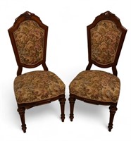 2pc Wood Upholstered Chairs