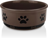 Ceramic Pet Bowl  Non-Slip  Brown  36 Oz