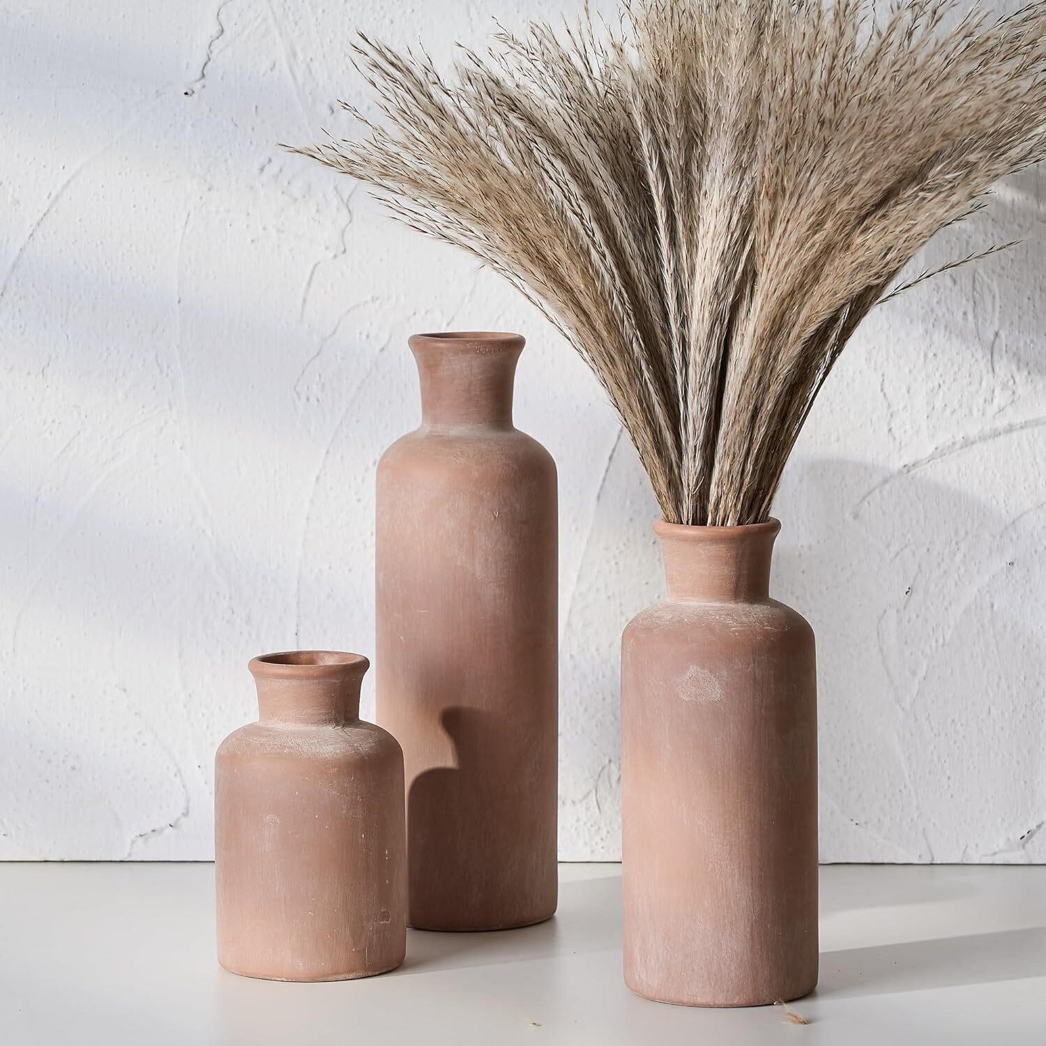 Siducal Ceramic Vase Set  Brick-red Terracotta