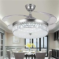 42" Invisible Ceiling Fan Chandelier Light,Modern