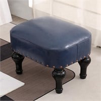 DSGAMER Leather Footrest Wood Ottoman,Rustic Foot