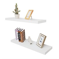 Floating Wall Shelf Set of 2, Wood Wall Decor Stor