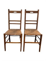 Pair of Early Rush Bottom Chairs