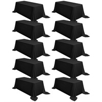 10 Pack Black Tablecloth 90 x 156 Inch, Rectangle