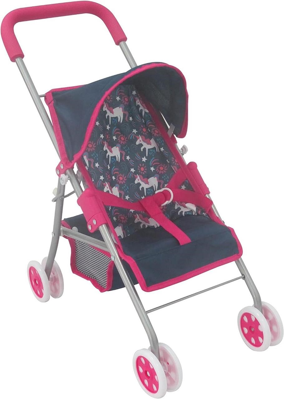 $25  KOOKAMUNGA Doll Stroller 18- Navy Unicorn