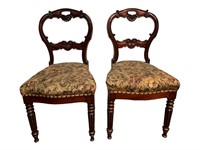 Pair of Ornate Upholstered Dinning Room Chairs