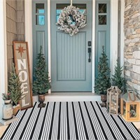 $28  Striped Outdoor Rug 35.4'x59' Reversible Mat