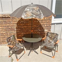 Outdoor Patio Table - Chairs & Umbrella - CAMO