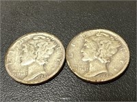 1941-S,1942 Mercury Silver Dimes