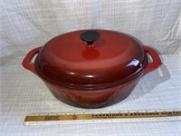 World Market Cast Iron Red Enamel Lidded Pan